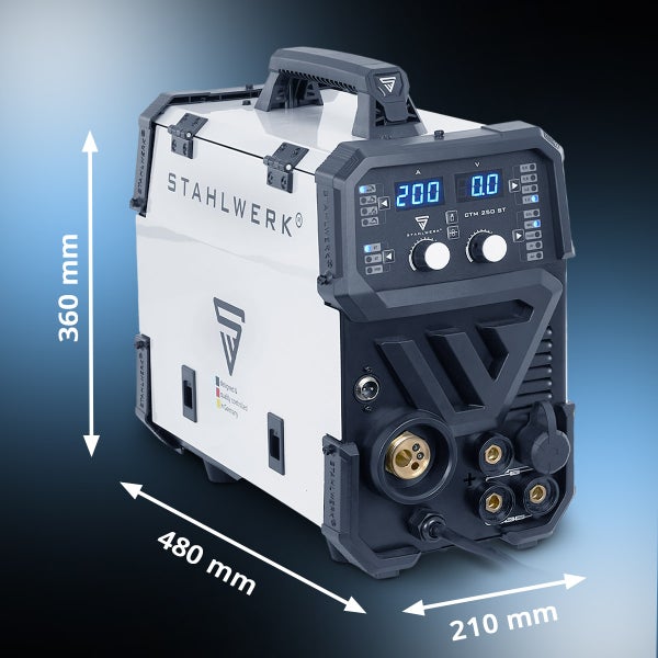 Stahlwerk CTM 250 ST Schweißgerät mit den Maßen 360 mm Höhe, 480 mm Breite und 210 mm Tiefe