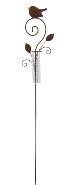 FRANK FLECHTWAREN | Gartenstecker Regenmesser, METALL, GLAS, ca. 16 x 108 cm, Glas Ø 4 x 15 cm