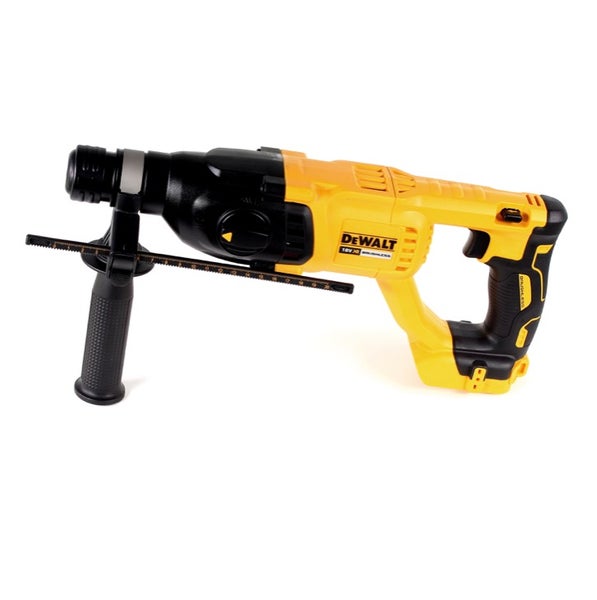 DeWalt Akku-Bohrhammer mit Zusatzhandgriff und Tiefenanschlag.