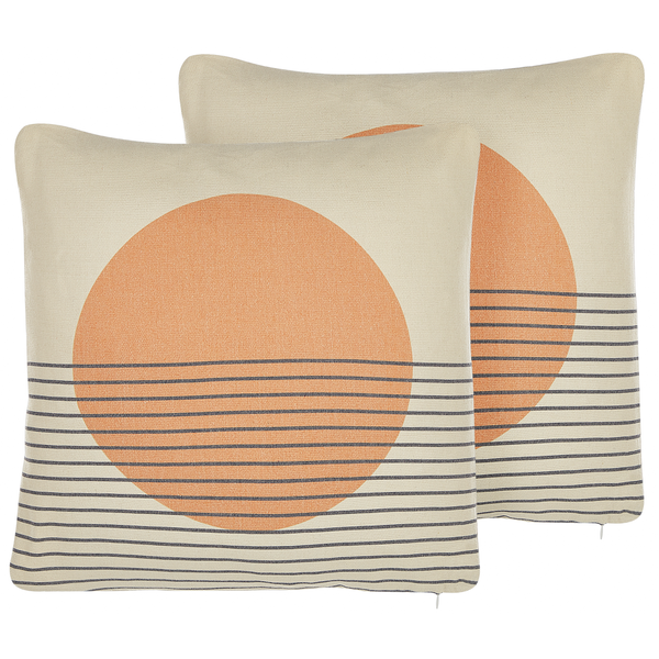Dekokissen 2er Set MOONFLOWER 45 x 45 cm Weiß Geometrisches Muster