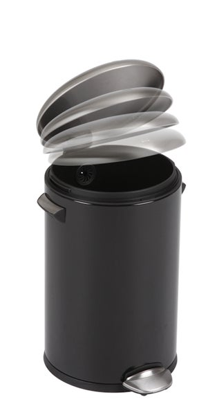 PROREGAL Retro Treteimer Mit Markanten Griffen und Kugelkappe 12 Liter HxØ 41,2 x 25 cm Kunststoff Inneneimer Schwarz