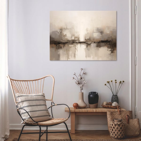 Leinwandbild Abstrakt beige Bilder Modern Wohnzimmer 60X40 cm