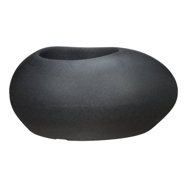 Scheurich Flow 48, Pflanzgefäß/Blumentopf/Pflanzkübel, kieselförmig,  aus Kunststoff Farbe: Stony Black, 48 cm Breite, 37,3 cm Tiefe, 22,8 cm hoch, 6 l Vol.