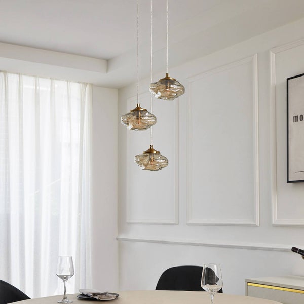 Lindby Pendelleuchte Piatra (Modern) in Creme aus Glas (3 flammig, G9) - Hängelampe Esstischlampe Hängeleuchte Wohnzimmerleuchte