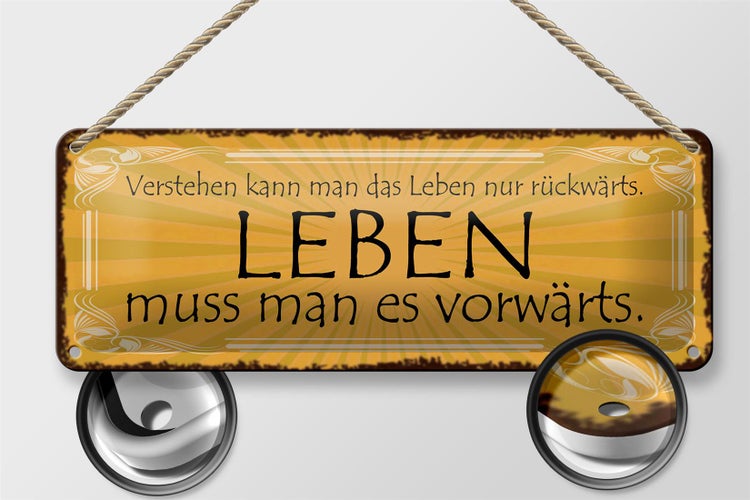 Blechschild Spruch 27x10cm Leben muss man es vorwärts Dekoration
