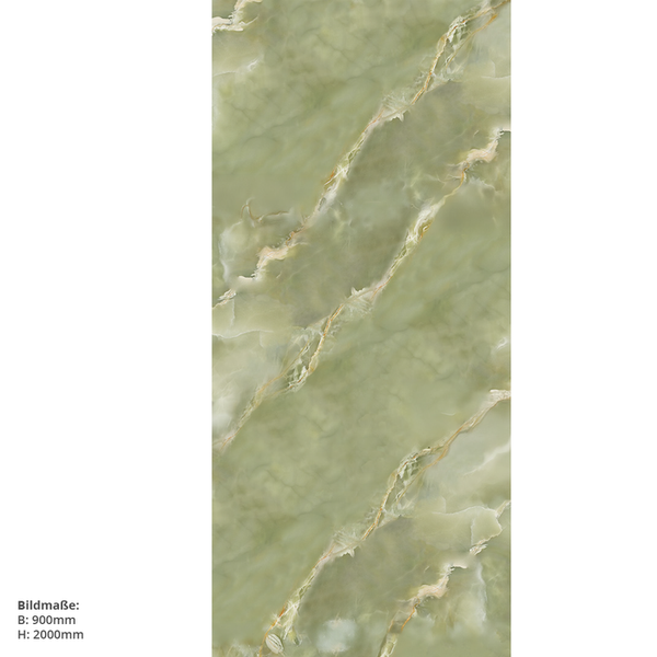 Marmoris Onyx Viridis, 90x200cm, fugenlose Wandpaneele aus Alu-Verbund 3mm, Duschrückwand