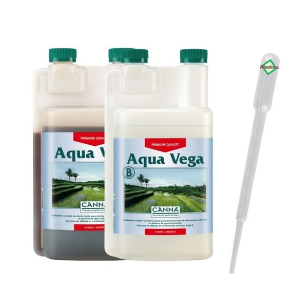 Canna Aqua Vega A&B 1 Liter – 2x1L Hydrokultur Dünger für optimales Pflanzenwachstum – Hochkonzentrierte Nährstoffe für die Wachstumsphase – Präzise Dosierung mit Pipette – Ideal für zirkulierende Hydrokultur-Systeme