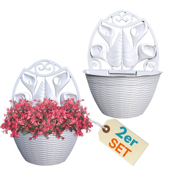 Zwei weiße Wandblumentöpfe im Set