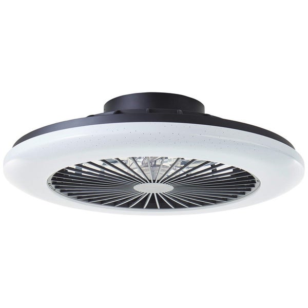 LED Deckenleuchte Salerno in Schwarz 40W 4700lm mit Ventilator