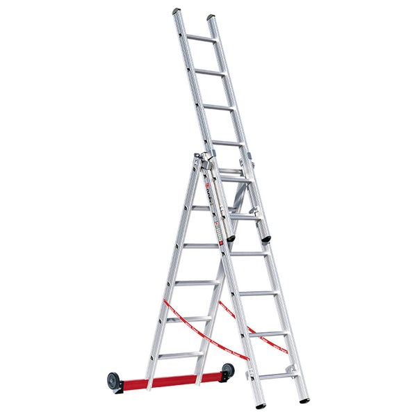 Aluminium Vielzweckleiter mit Rädern in A-Position und ausgefahrener Verlängerung