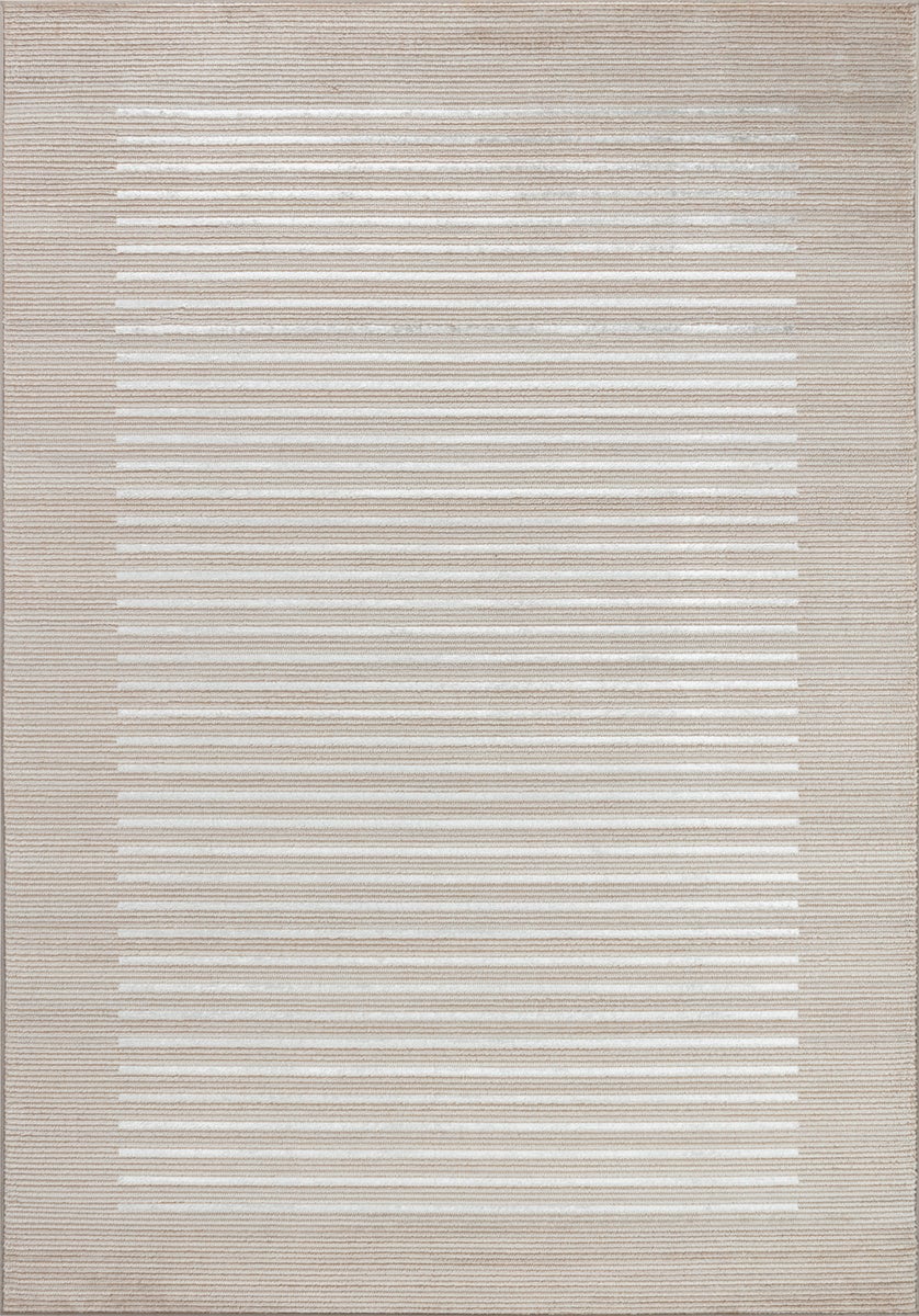 Gestreifter Skandinavischer Teppich - Beige/Weiß - 120x170cm - KAYSA