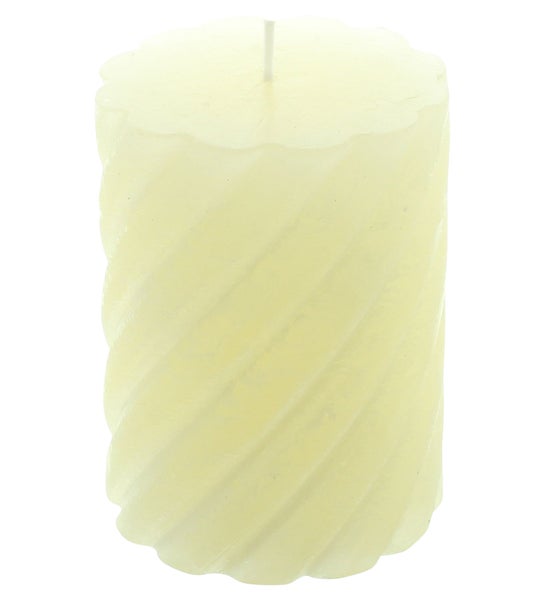FRANK FLECHTWAREN | Stumpenkerze Creme, 4er Set, WACHS, Ø 7,4 x 10 cm, Brenndauer ca. 48 Stunden