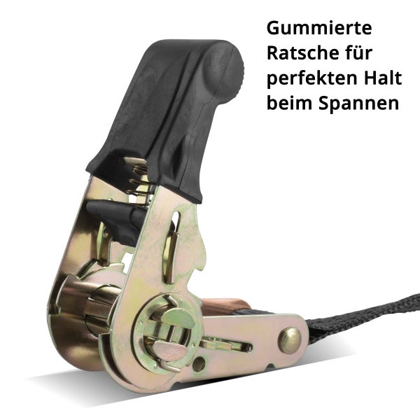 Spanngurte ZG-800 ST  mit Ratsche + Haken 400 kg Zuglast 4er Set