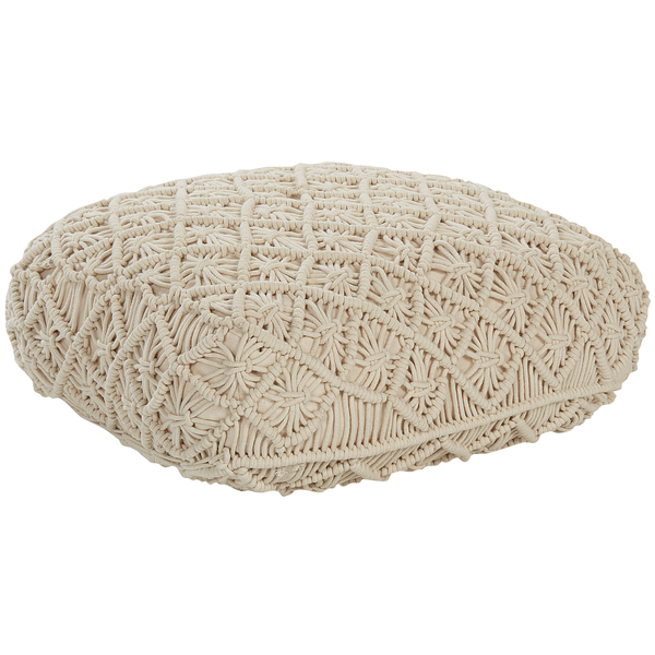 Pouf Makramee BERRECHID Baumwolle Beige 50 cm 50 cm 20 cm