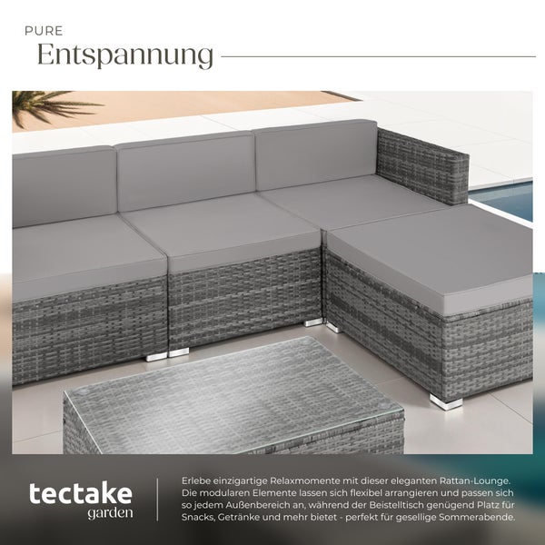 Rattan Lounge tectake Florenz mit Sicherheitsglasplatte für 3 bis 4 Personen grau