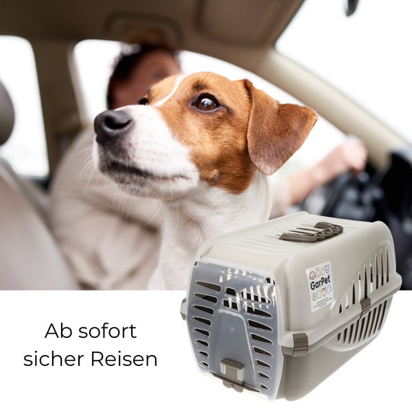 Transportbox Hunde Katzen Kaninchen Hundebox Transport Auto Box Korb Katzenbox extra viele Luftschlitze sicheres Schloss
