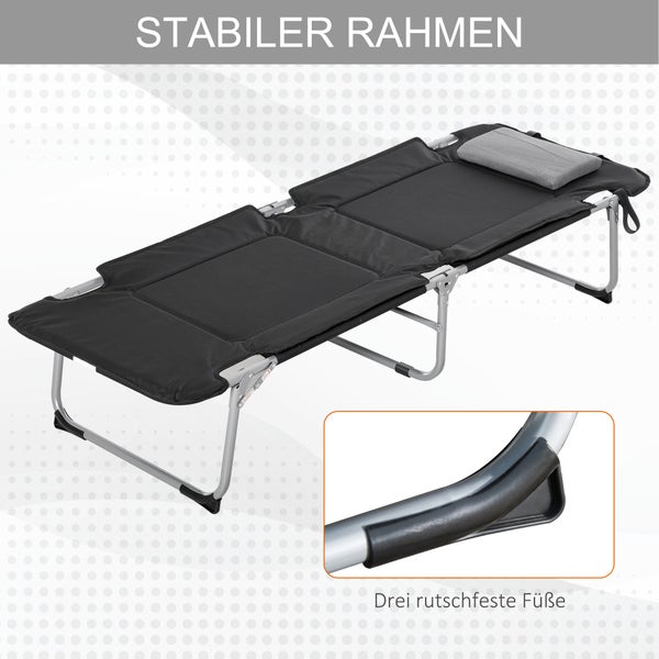 Outsunny Campingbett Feldbett Klappbett mit Kissen Campingliege für Outdoor Camping Reisen  183 x 66 x 33 cm