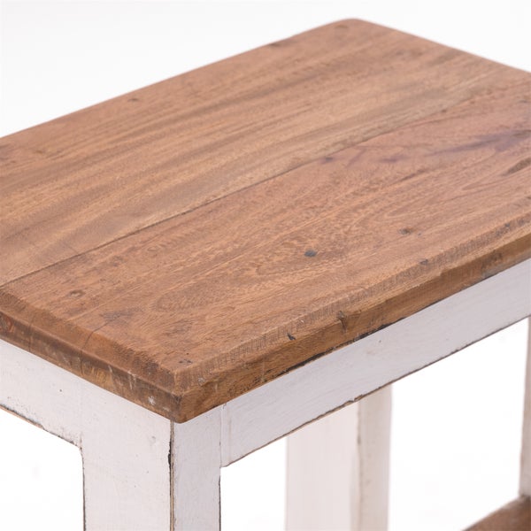 Trittleiter STEP Recyclingholz zweistufig  06 weiß-landhaus