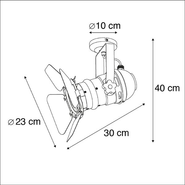 Technische Zeichnung einer Deckenleuchte mit den Maßen 10 cm, 23 cm, 30 cm und 40 cm.