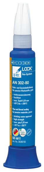 WEICONLOCK® AN 302-80 Rohr- und Gewindedichtung|für passive Werkstoffe, hochfest|50 ml|grün