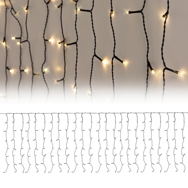 ECD Germany LED Lichtervorhang 3m 400 Warmweiß LEDs Flashing-Effekt (einzelne blinkende LED) Eiszapfen Lichterkette LED Lichterkettenvorhang Eisregen Weihnachtsbeleuchtung IP44 Wasserdicht Innen/Außen