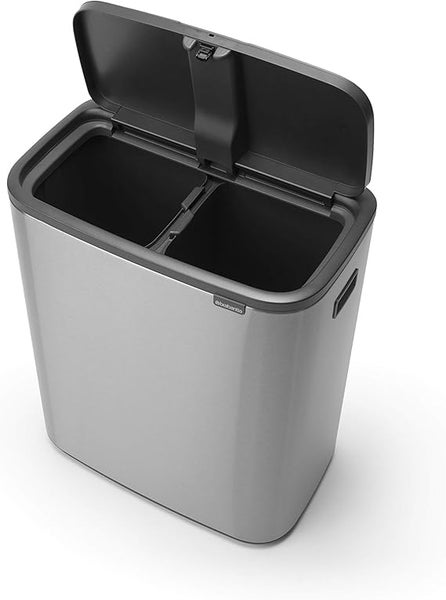 Brabantia Hochwertiger Abfallsammler Mit Touch Öffnung 2 x 30 Liter HxBxT 65,6 x 54,5 x 31 cm Edelstahl