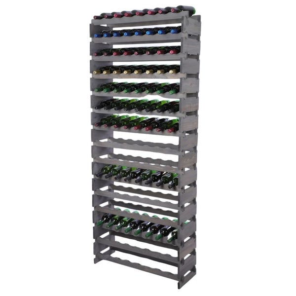Weinregal VINOTECA FLEX PRO HxBxT 205x84x28cm 120 Flaschen auf 15 Ebenen Massives Kiefernholz Grau