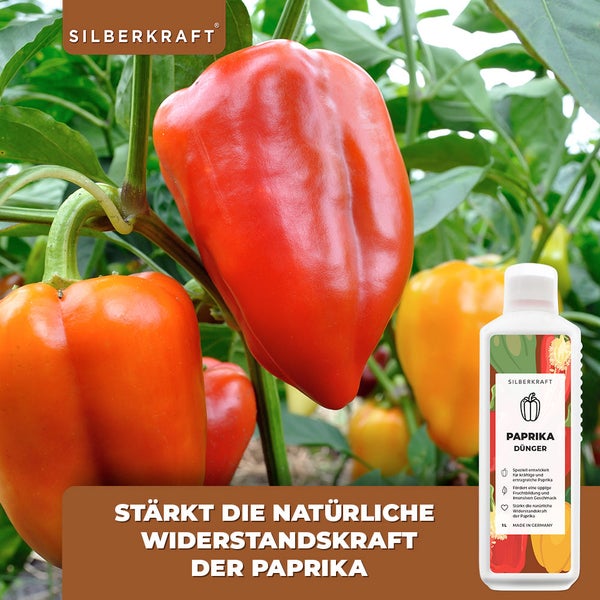 SILBERKRAFT Paprika Dünger – Für starke Pflanzen – NPK Flüssigdünger – 1 Liter
