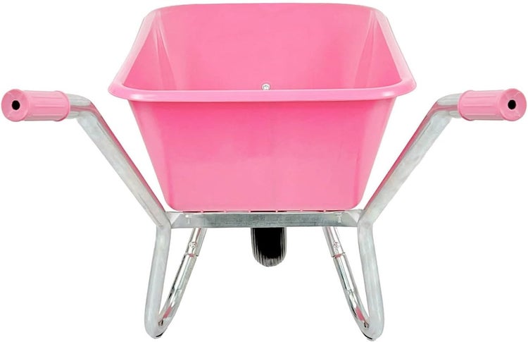 Schubkarre Matrix 100L 250kg | pannensicheres Vollgummirad | pinke Kunststoffwanne & verzinkter Rahmen