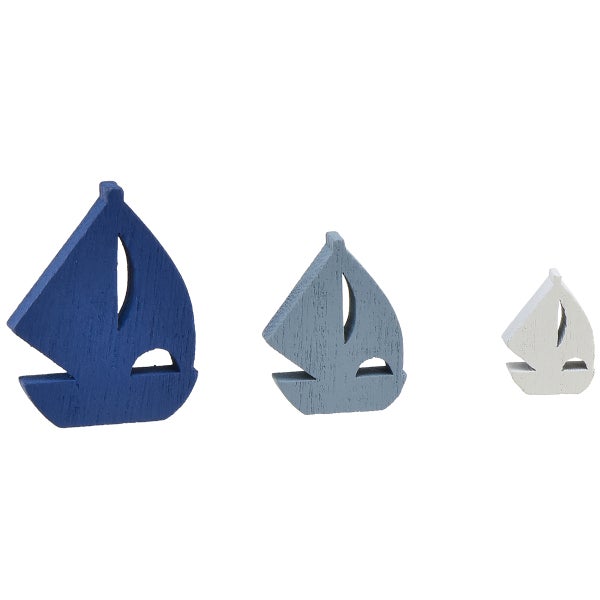 Dekorative Holzboote in drei Größen