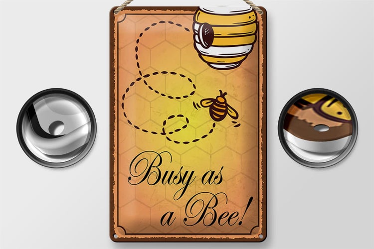Blechschild Spruch 20x30cm Busy as a bee Biene Honig Imker