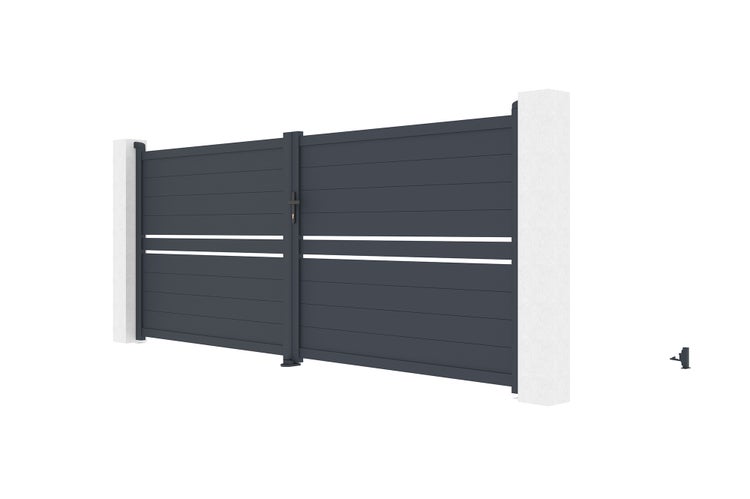 Flügeltor 4m CIMONE H.160 graues Aluminium