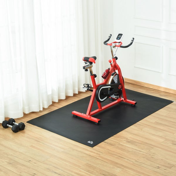 HOMCOM Bodenschutzmatte für Fitnessgeräte, 180L x 90B x 0,6H cm, PVC, Schwarz