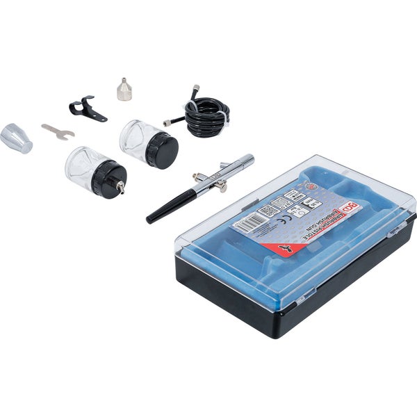 BGS Airbrush Pistole Set im transparenten Kunststoffkoffer