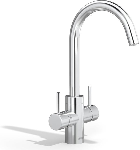 BRITA Küchenarmatur yource pro select (Chrom, rund) inkl. 1 x yource CO2-Zylinder und 1 x BRITA P 3000-S Filterkartusche – Küchenarmatur zum Filtern und Sprudeln von Wasser direkt aus der Leitung