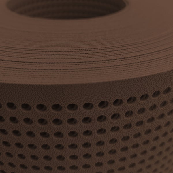 Detailansicht eines Drainagerolls aus Kunststoff mit perforierter Oberfläche