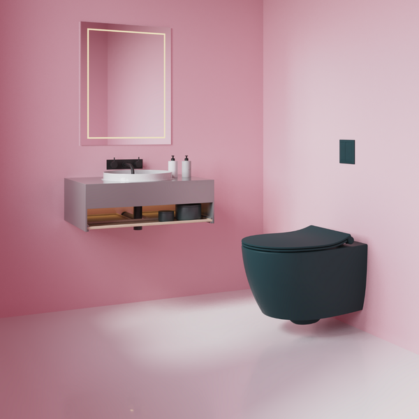 Isvea WC Toilet Badezimmer Wand-WC mit Dusch-WC Petrol mit Softclose-Sitz