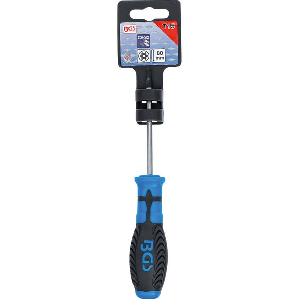 BGS Schraubendreher T-Profil (für Torx) mit Bohrung T15 Klingenlänge 80 mm - 7849-T15