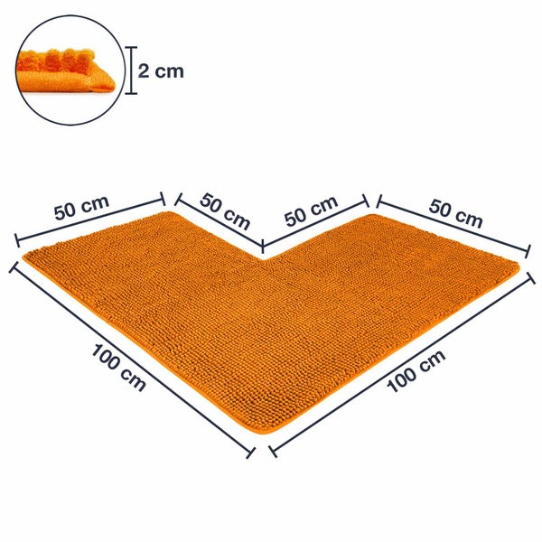 1 St. Eckbadematte PARIS Orange 100 x 100 x 50 cm