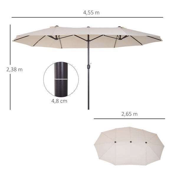 Outsunny Sonnenschirm, L455 x B270 x H240 cm, Stahl, Polyester, ABS, beige
