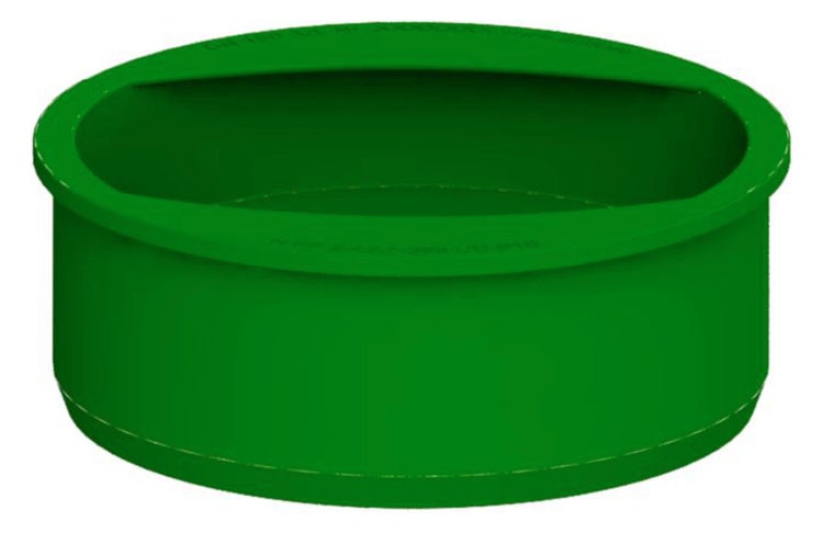 Grüne Endkappe aus Kunststoff für Rohre, Muffenstopfen.