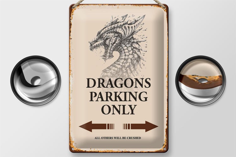 Blechschild Spruch 20x30cm Dragons parking only
