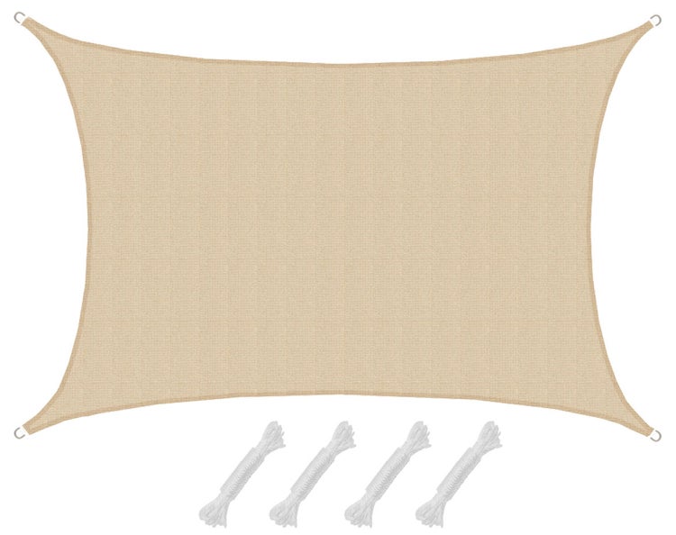 AMANKA UV Sonnensegel - 4x6 m HDPE Rechteckig - Sonnenschutz Plane Überdachung Garten Balkon Beige