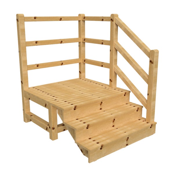 Holztreppe mit Geländer für den Garten