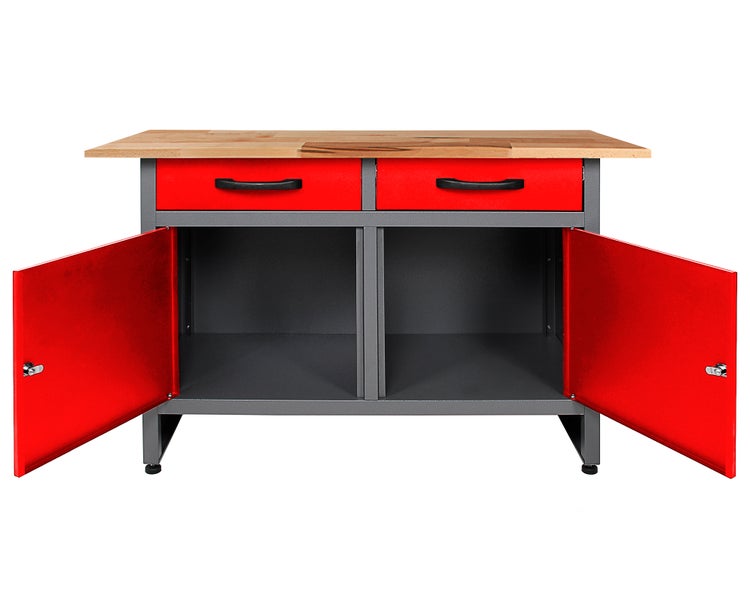 Ondis24 Werkstatt Set Werner 120 cm 1 Schrank 95 cm rot, Werkstatteinrichtung, Werkbank
