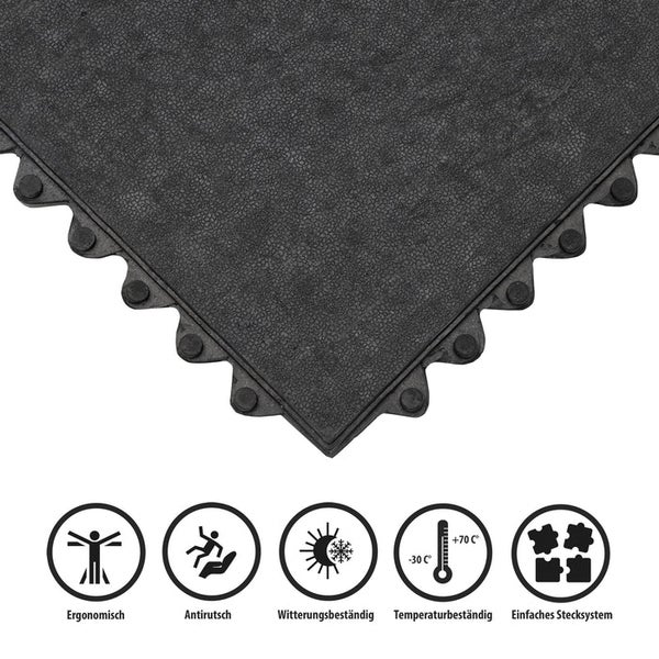 Gummimatte - Stecksystem - Größe: 92x92 cm - Glatt