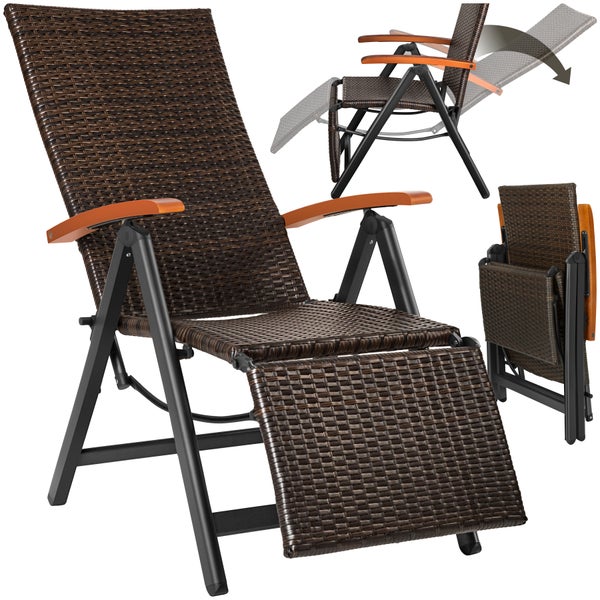 Rattanstuhl tectake Brisbane  58 x 77 x 113 cm mit Aluminiumgestell braun