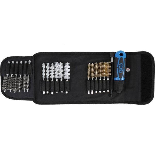 BGS Technic Reinigungsbürsten Set im geöffneten schwarzen Etui