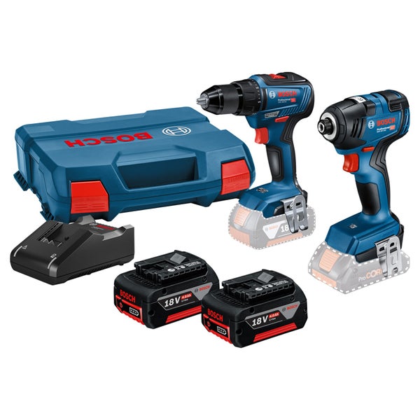 Bosch Combo Kit Akku-Drehschlagschrauber GDR 18V-200 + Akku-Bohrschrauber GSR 18V-55 2x 4,0 Ah Akku + Ladegerät in L-Case - 06019J2108