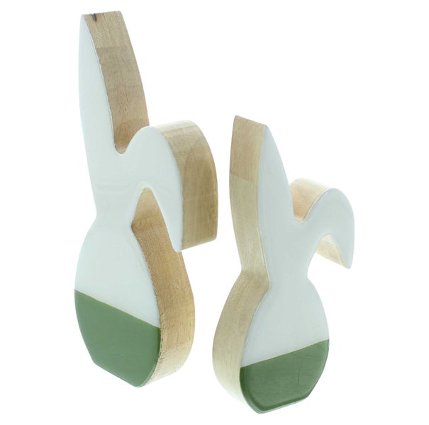 FRANK FLECHTWAREN | Hase Two-Tone, 2er Set, HOLZ, 7 x 2,5 x 15 cm, 9 x 2,5 x 19 cm